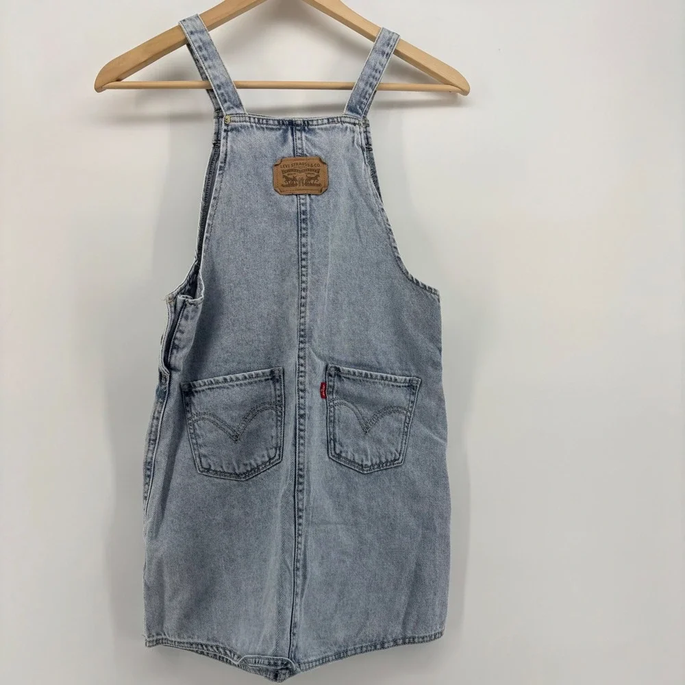 Levi Kids Jumper Size 10‎ REG Blue Denim Acid Wash Bib Front Vintage 90's Style